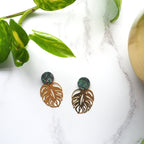 Gold Statement Monstera Earrings