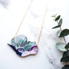 Blue Flower Necklace - Botanical Anemone Floral Pendant