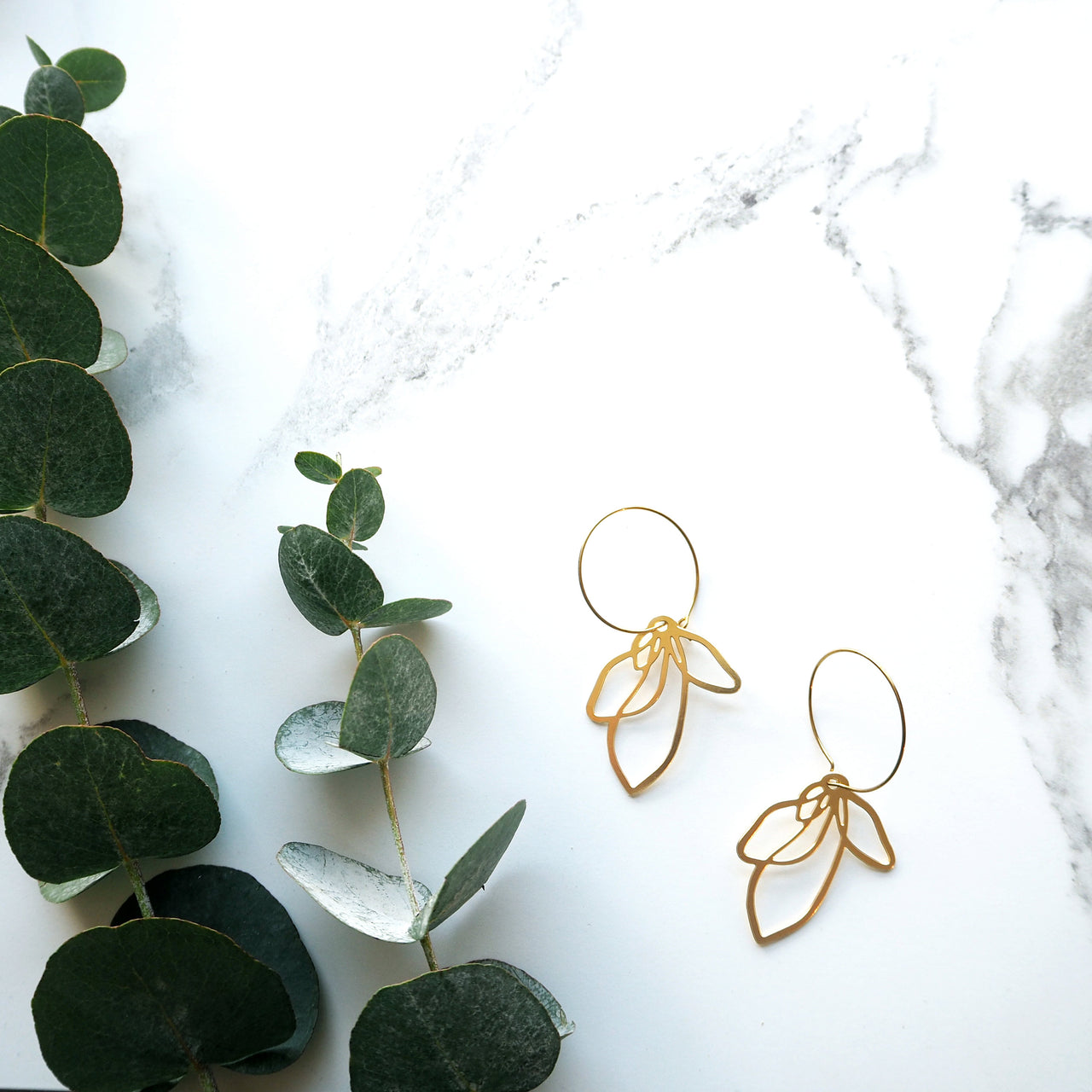 Gold Petal Hoop Earrings