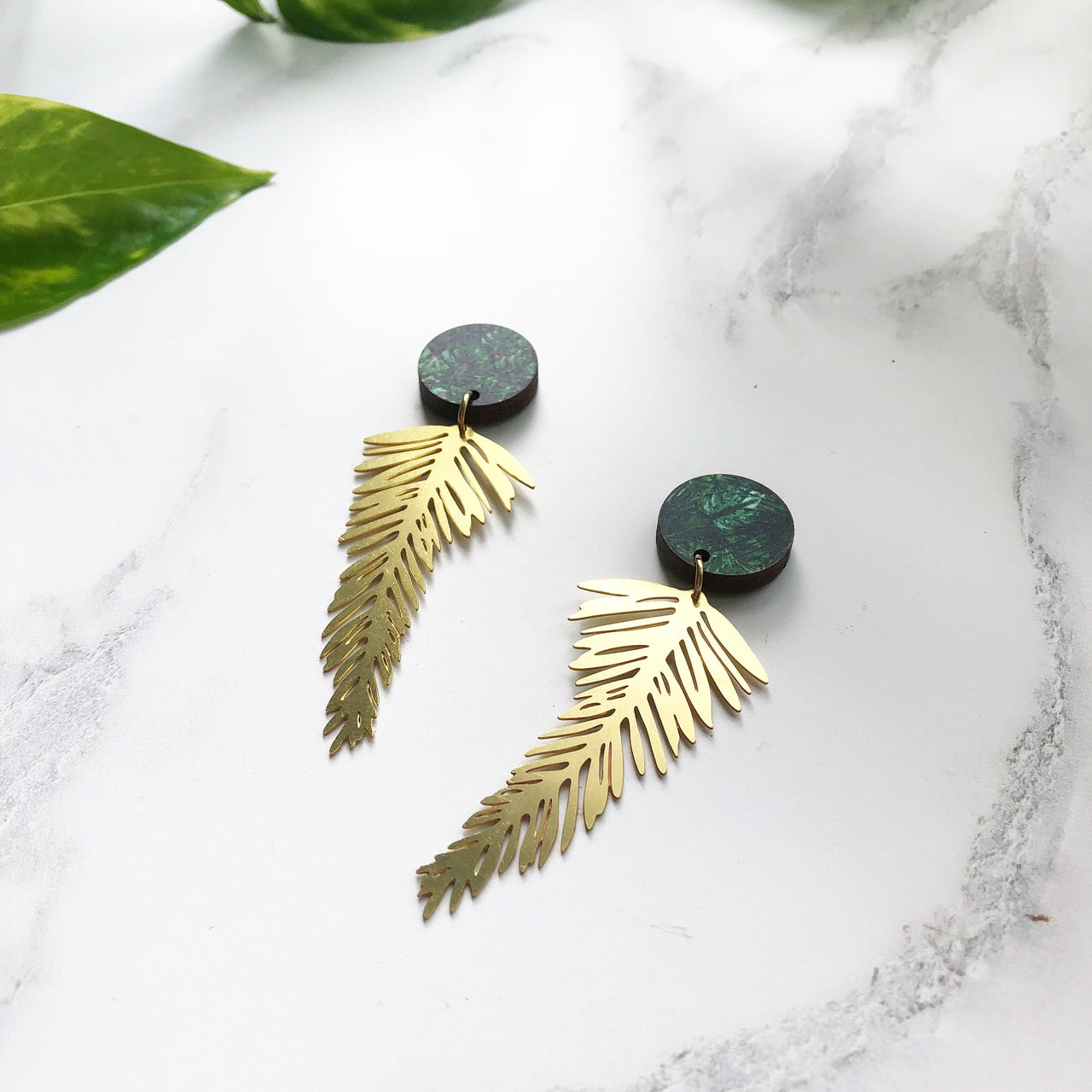 Gold Palm Leaf Earrings