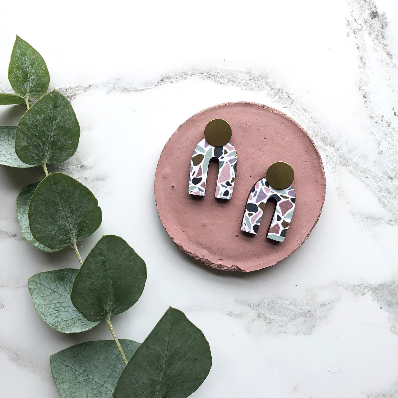 Terrazzo Arc Stud Earrings - Multi Terrazzo