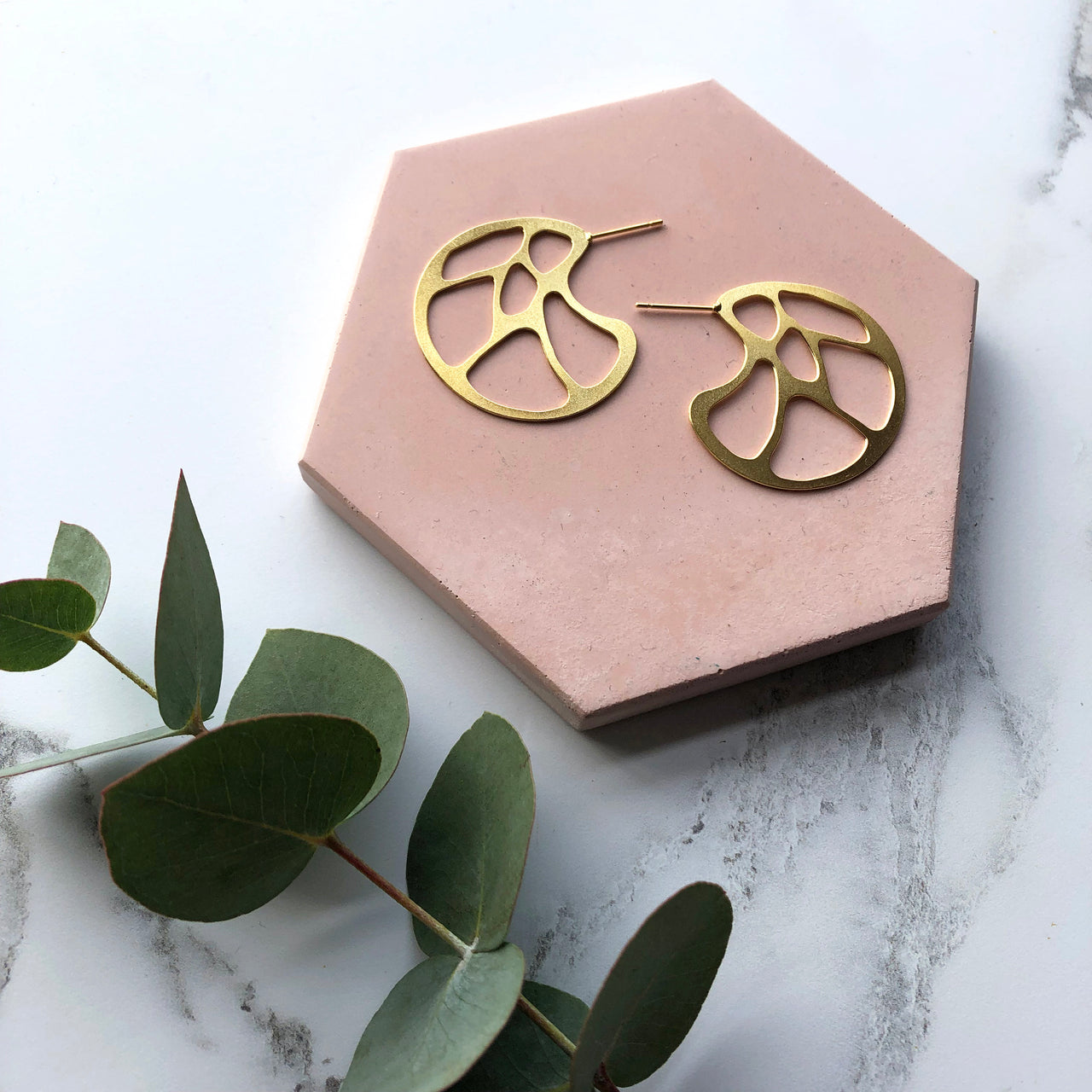 Gold Circle Statement Stud Hoop Earrings