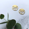 Gold Terrazzo Disc Circle Stud Earrings