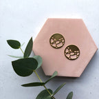 Gold Terrazzo Disc Circle Stud Earrings
