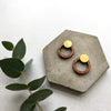 Geometric Circle Stud Earrings - Burnt Orange & Brass