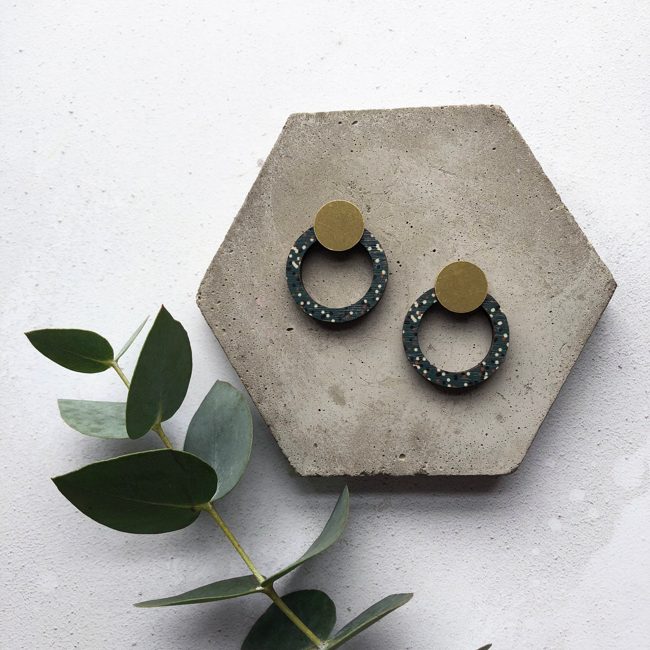 Blue & Brass Minimal Studs