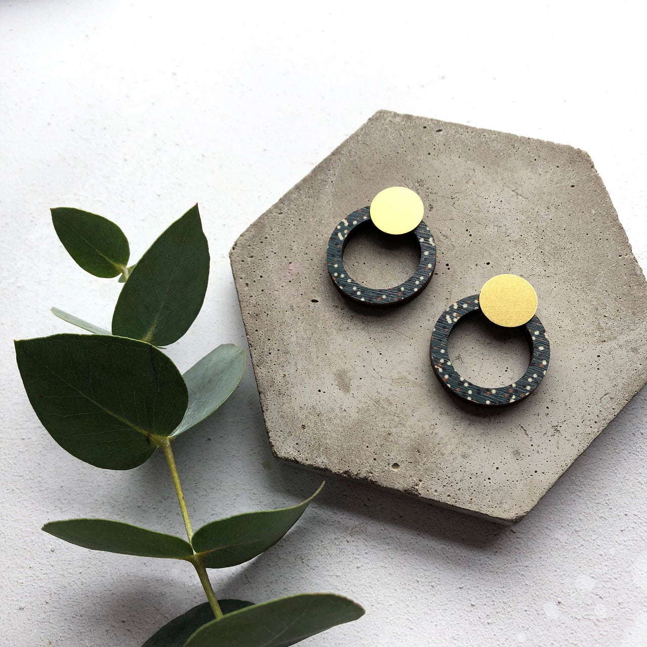 Blue & Brass Minimal Studs