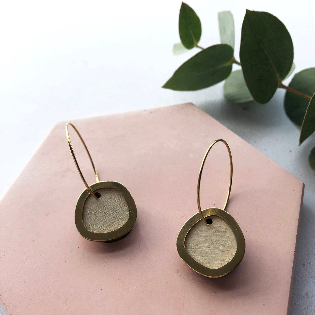 Modern Cream / Neutral Circle Hoop Earrings