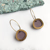 Minimal Circle Hoop Earrings - Lilac & Gold