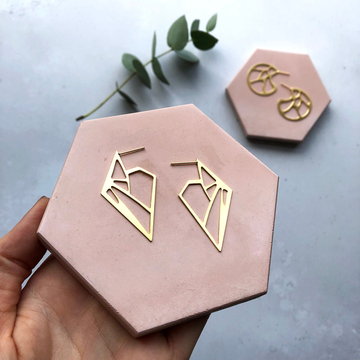 Statement Triangle Stud Hoop Earrings