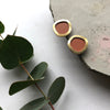 Burnt Orange & Brass Minimal Round Stud Earrings