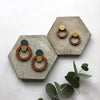 Geometric Circle Stud Earrings - Burnt Orange & Brass