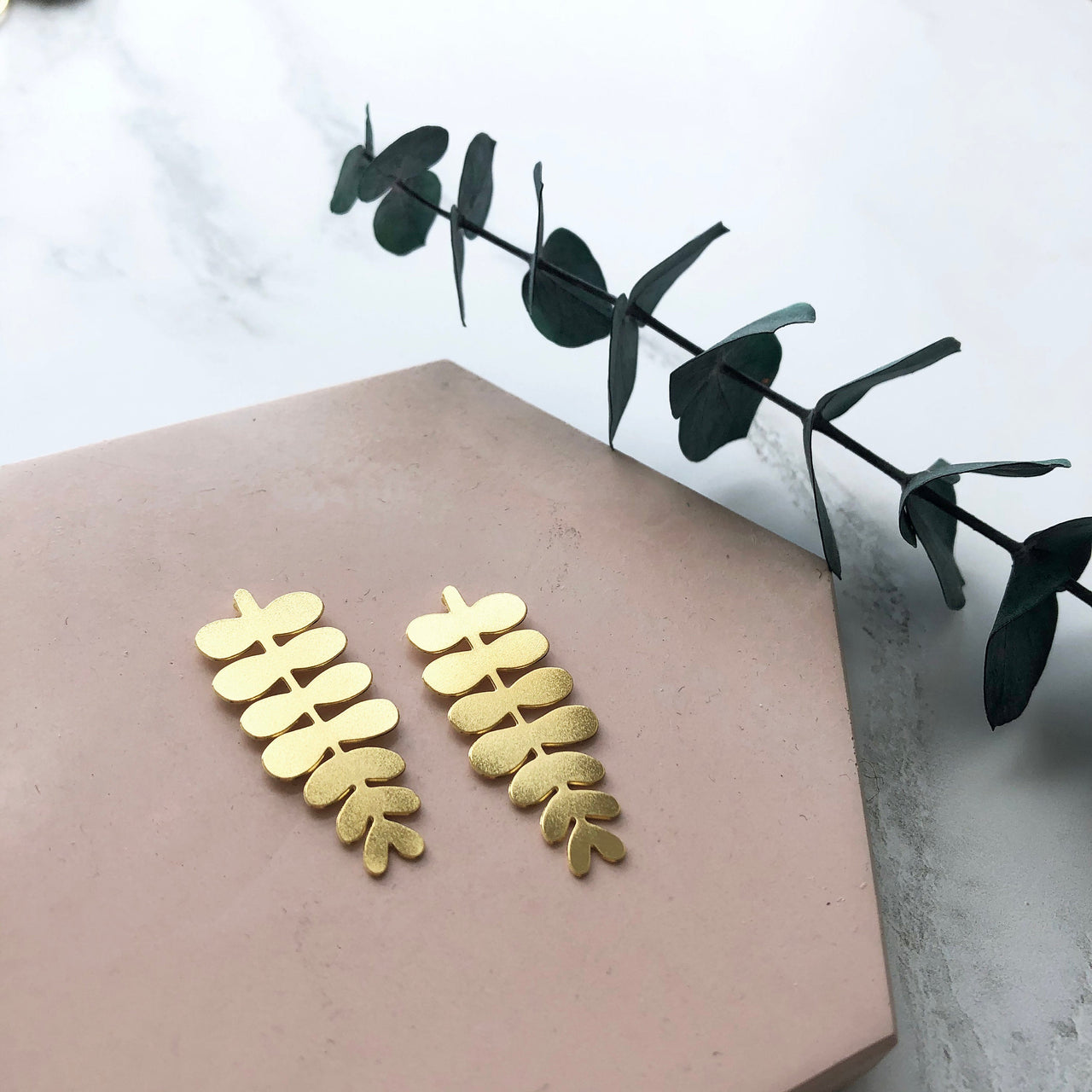 Gold Leaf Stud Earrings - Minimal Botanical Studs