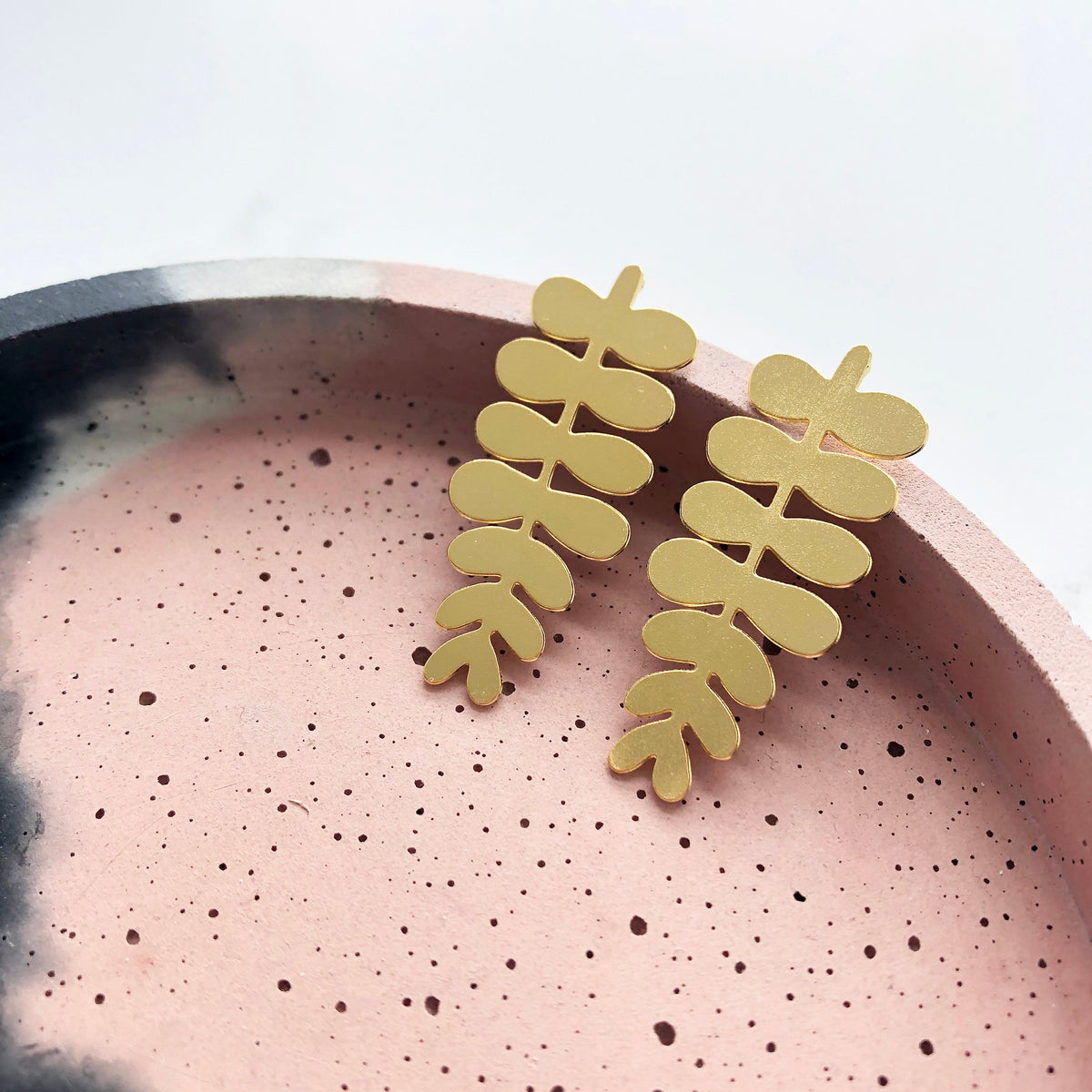 Gold Leaf Stud Earrings - Minimal Botanical Studs