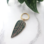 Tropical Leaf Enamel Keychain