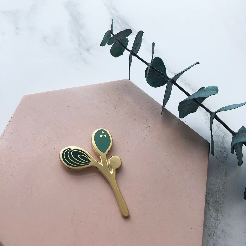 Gold Eucalyptus Enamel Pin