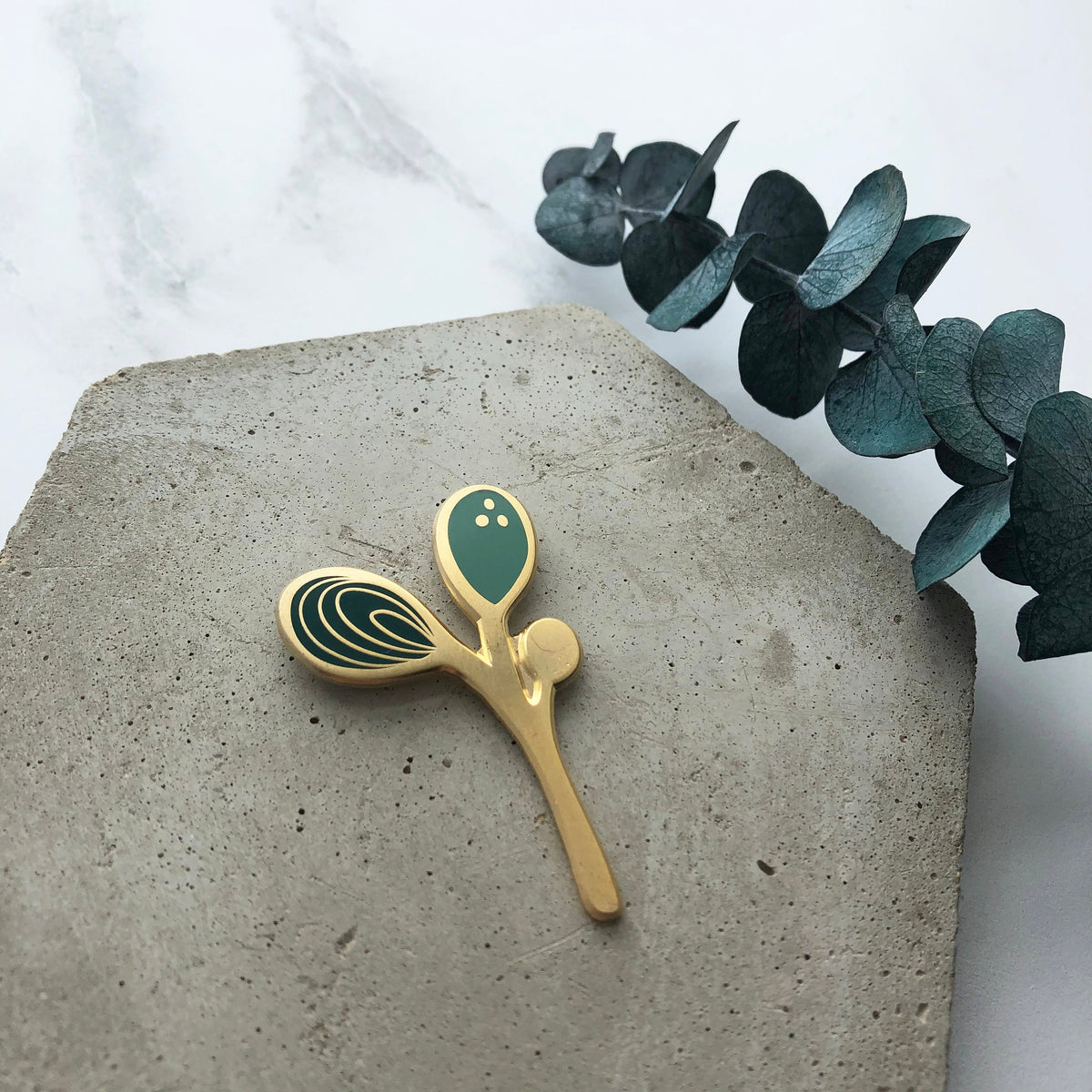 Gold Eucalyptus Enamel Pin