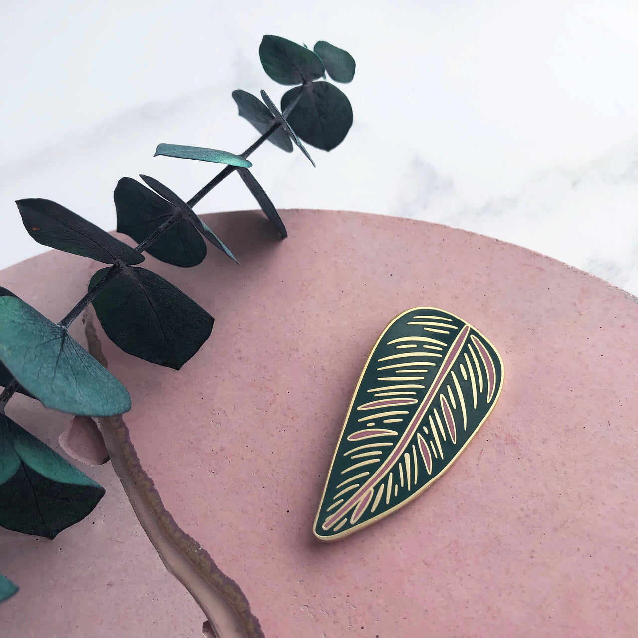 Tropical Leaf Enamel Pin - Calathea Ornata