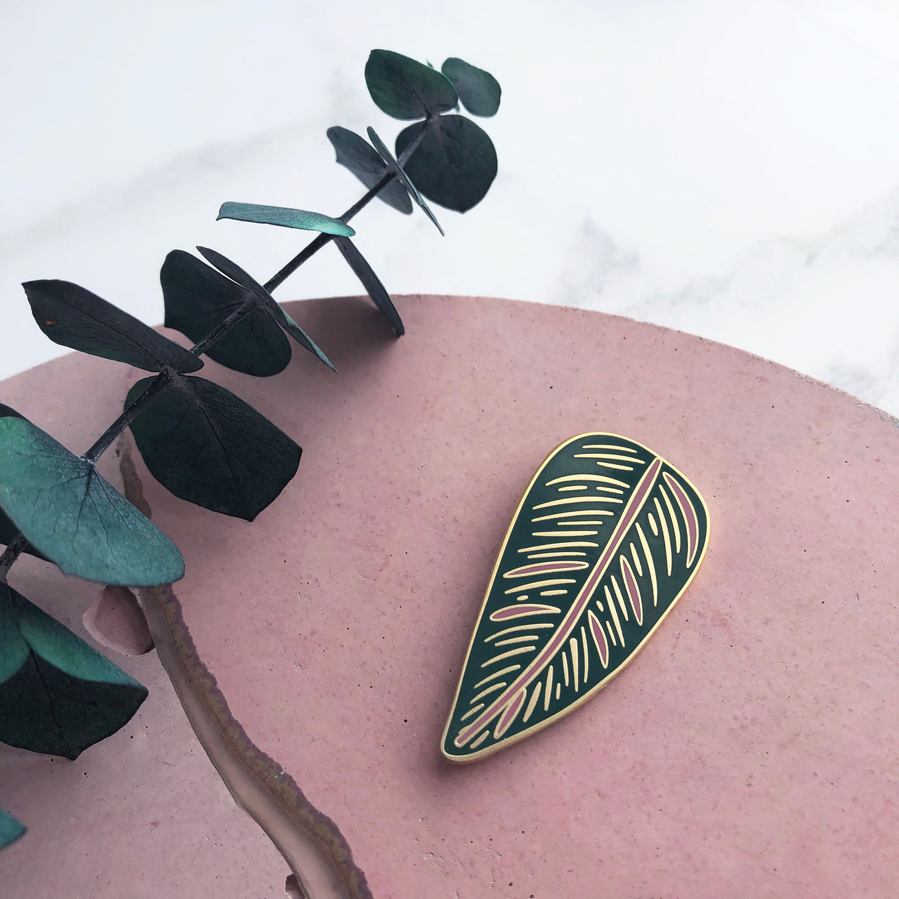 Tropical Leaf Enamel Pin Calathea Ornata