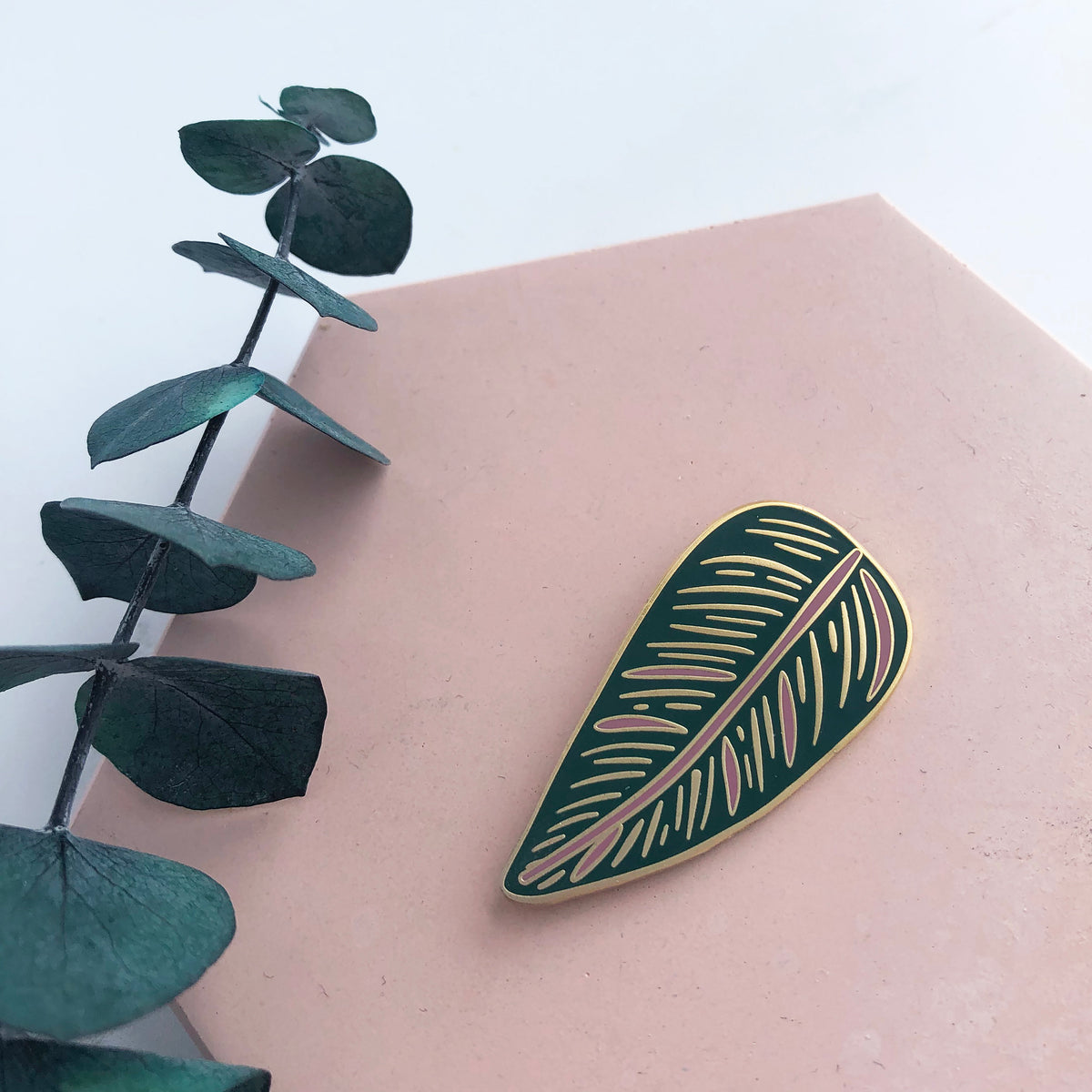Tropical Leaf Enamel Pin Calathea Ornata