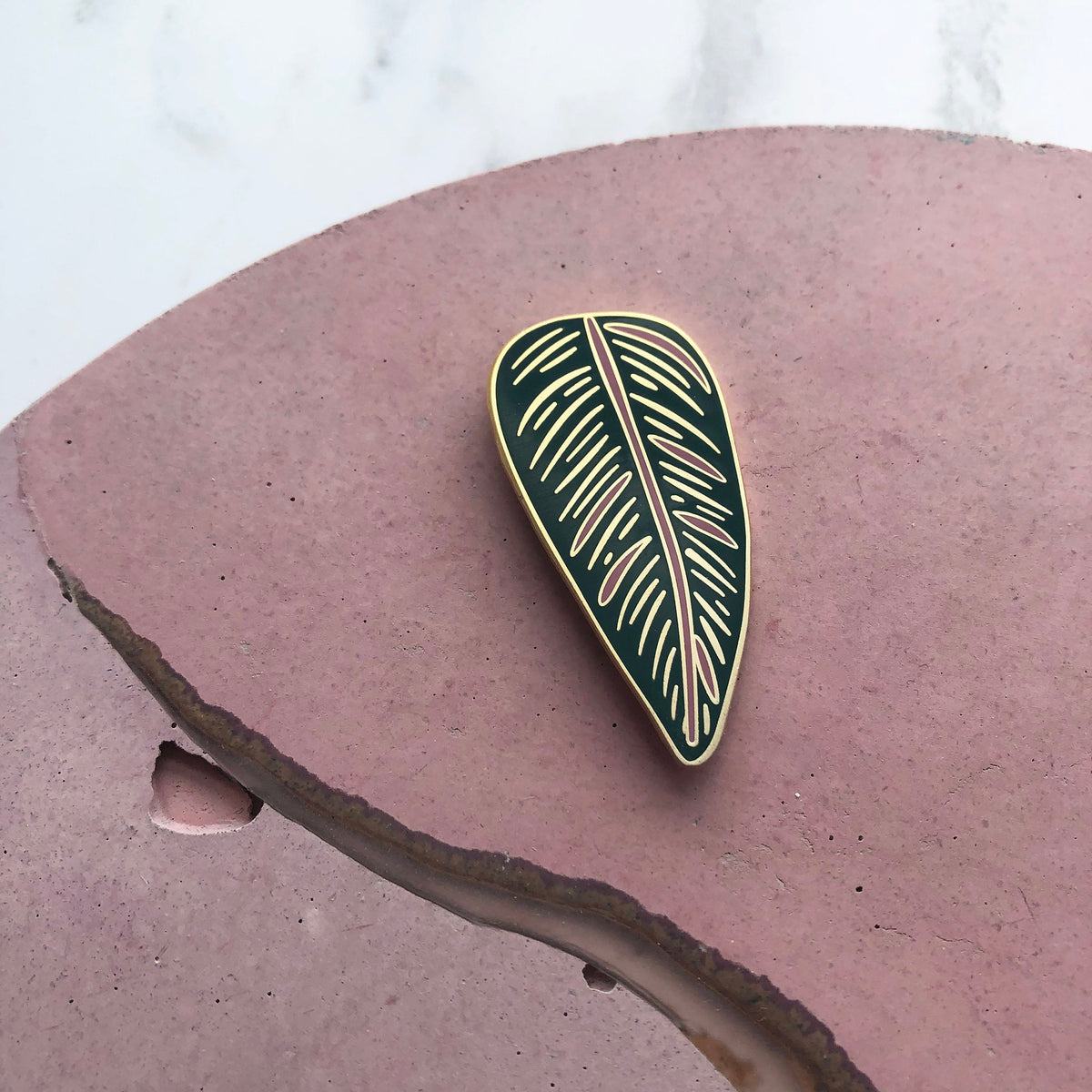 Tropical Leaf Enamel Pin - Calathea Ornata