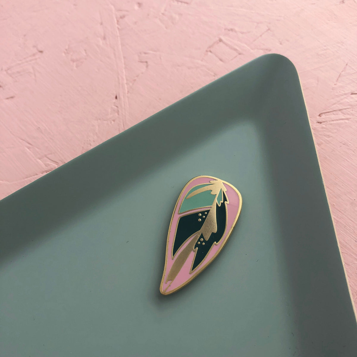 Pink Leaf Enamel Pin - Calathea Stromanthe Trio Star
