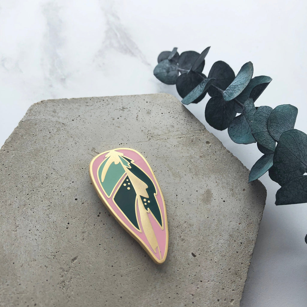 Pink Leaf Enamel Pin - Calathea Stromanthe Trio Star