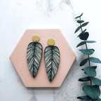 Tropical Statement Leaf Earrings - Calathea Whitesar