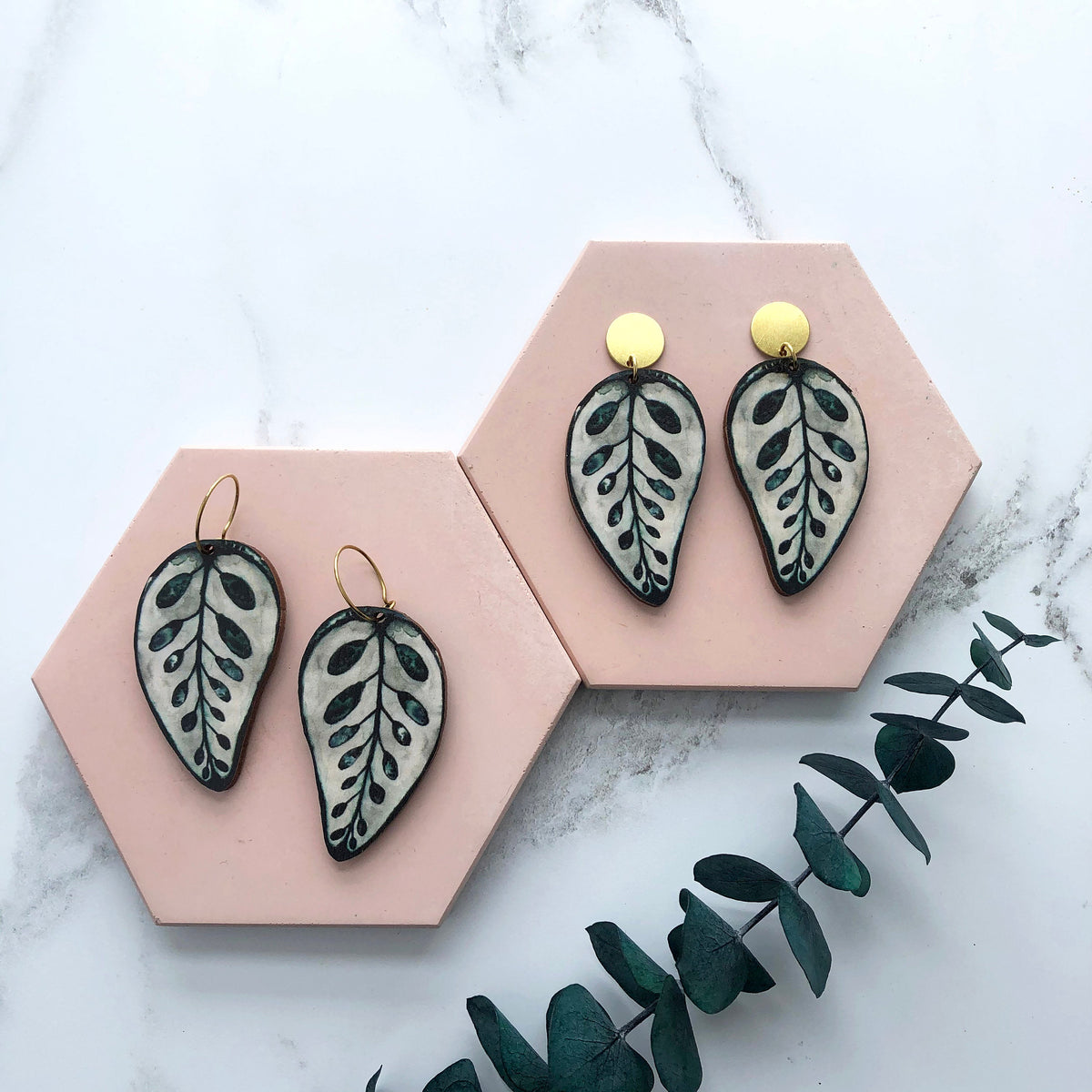 Calathea Makoyana Statement Drop Earrings