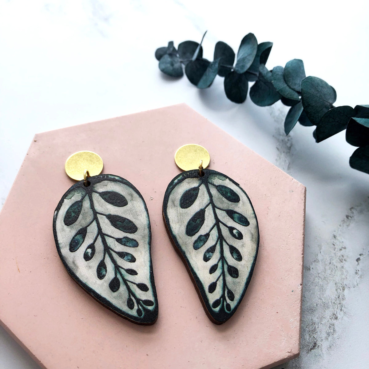 Calathea Makoyana Statement Drop Earrings