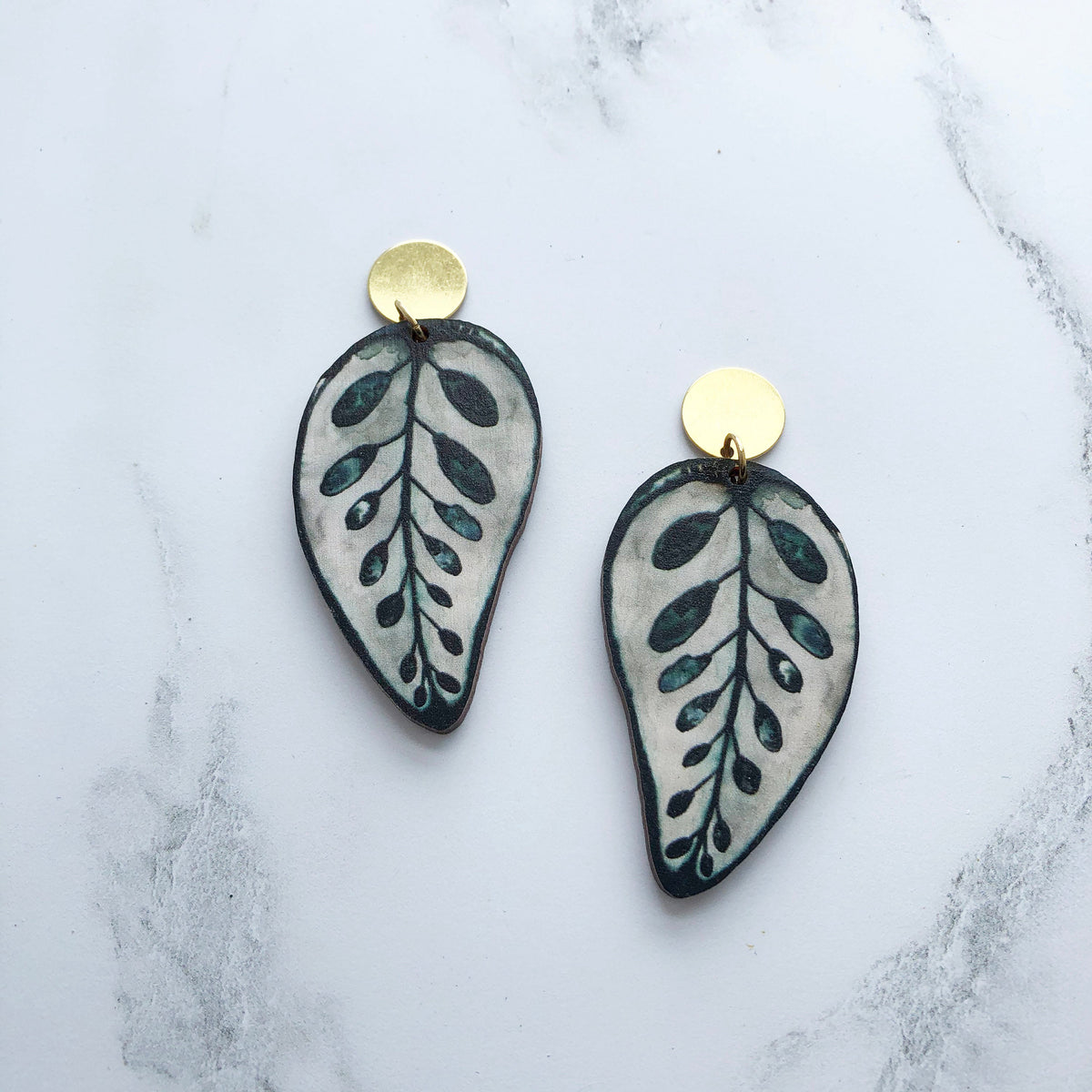 Calathea Makoyana Statement Drop Earrings