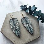 Tropical Hoop Leaf Earrings - Calathea Whitesar Earrings