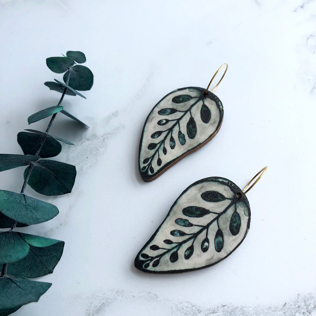 Calathea Makoyana Hoop Earrings