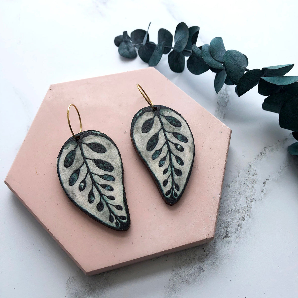 Calathea Makoyana Hoop Earrings