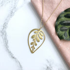 Gold Calathea Makoyana Leaf Necklace
