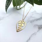 Gold Calathea Makoyana Leaf Necklace