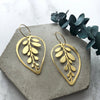 Gold Leaf Hoop Earrings - Calathea Makoyana Earrings