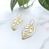 Gold Leaf Hoop Earrings - Calathea Makoyana Earrings