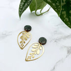 Gold Calathea Makoyana Leaf Drop Studs