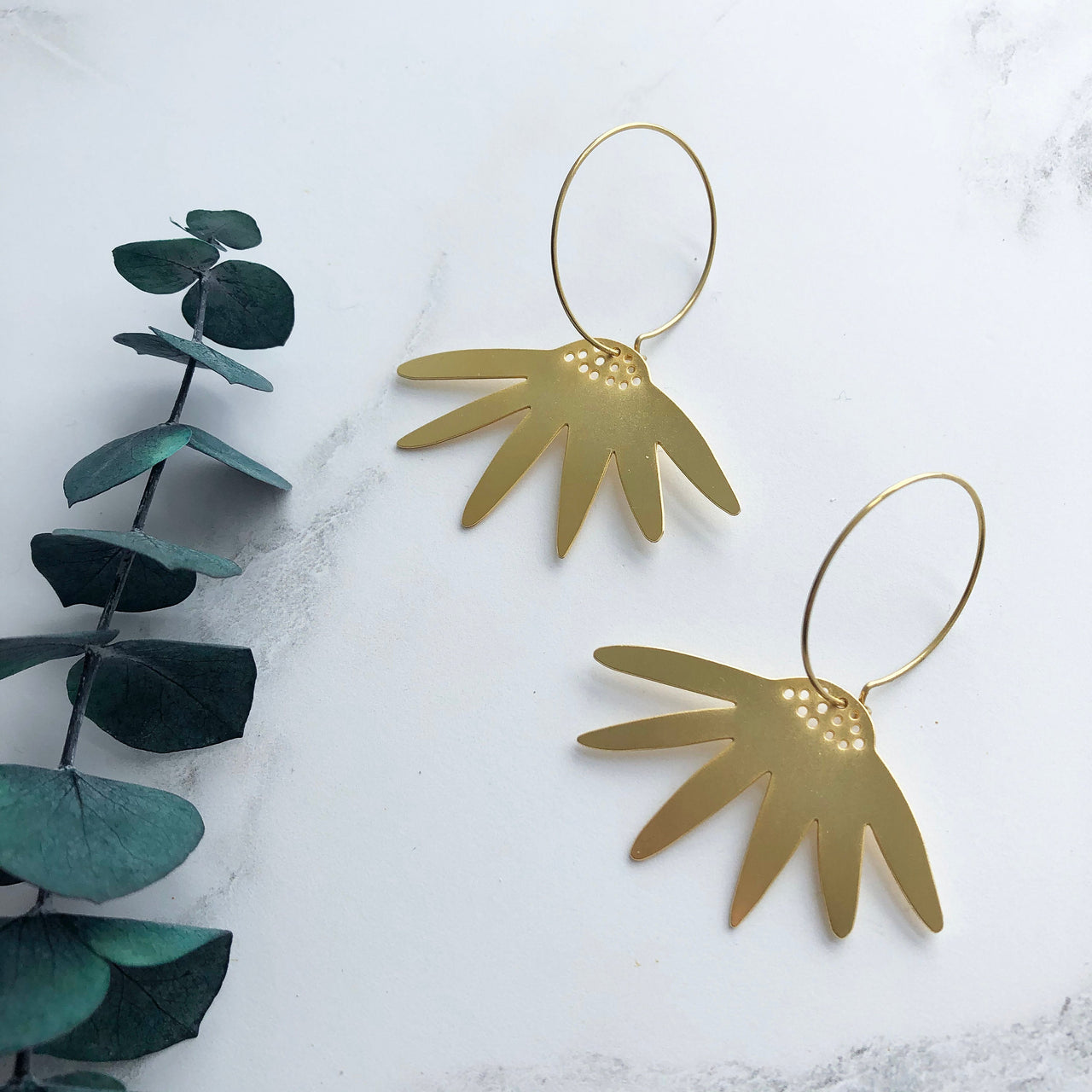 Gold Daisy Hoop Earrings