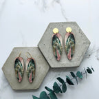 Calathea Stromanthe Triostar Pink Leaf Earrings