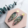 Calathea Stromanthe Triostar Pink Leaf Earrings