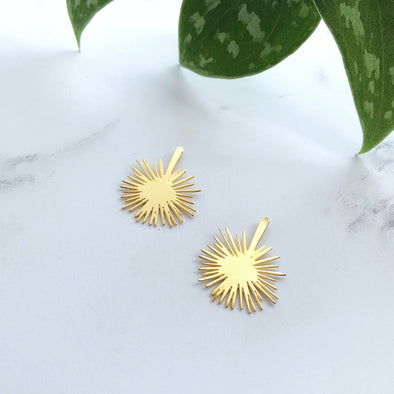 Gold Palm Leaf Stud Earrings