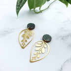 Gold Calathea Makoyana Leaf Drop Studs