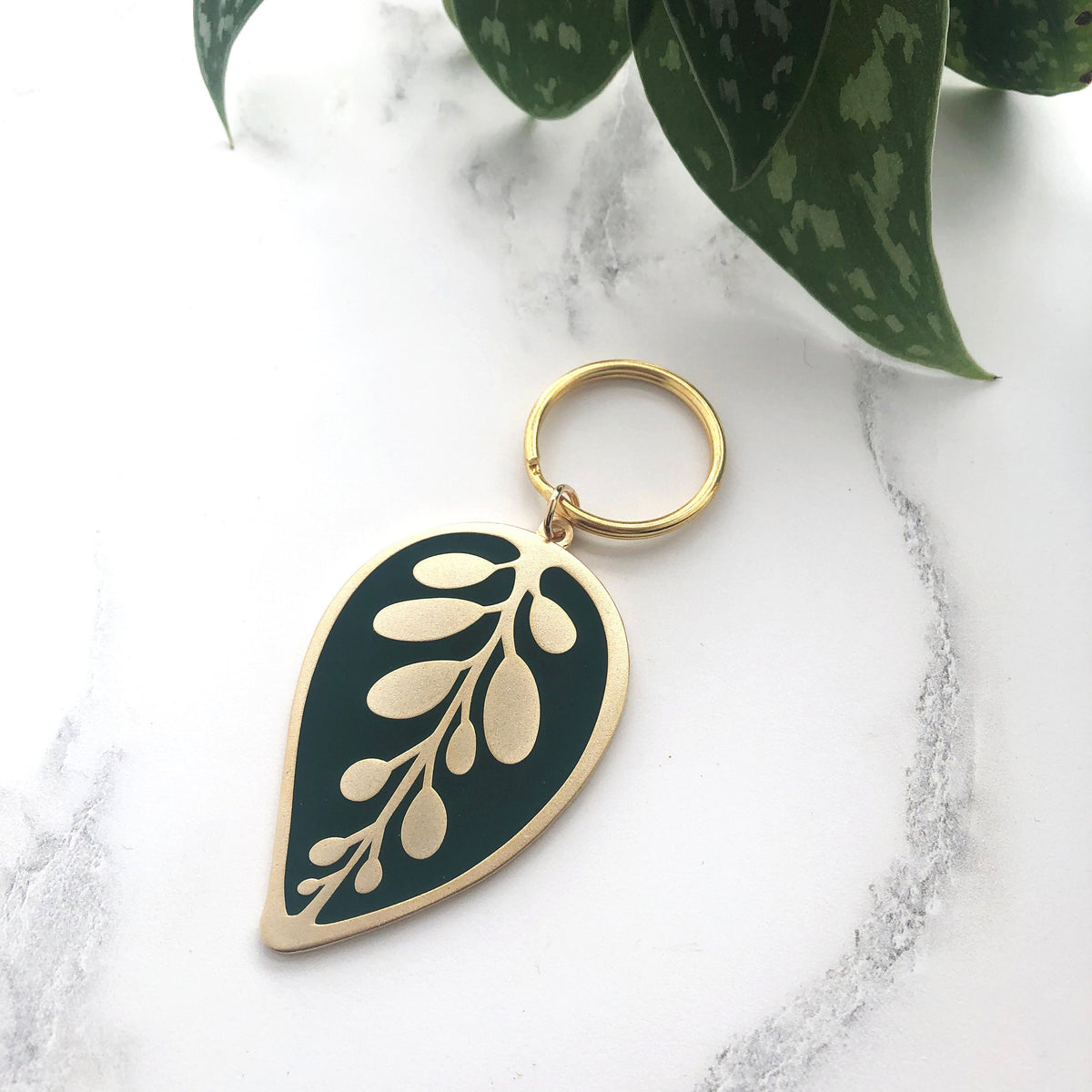 Calathea Leaf Enamel Keychain