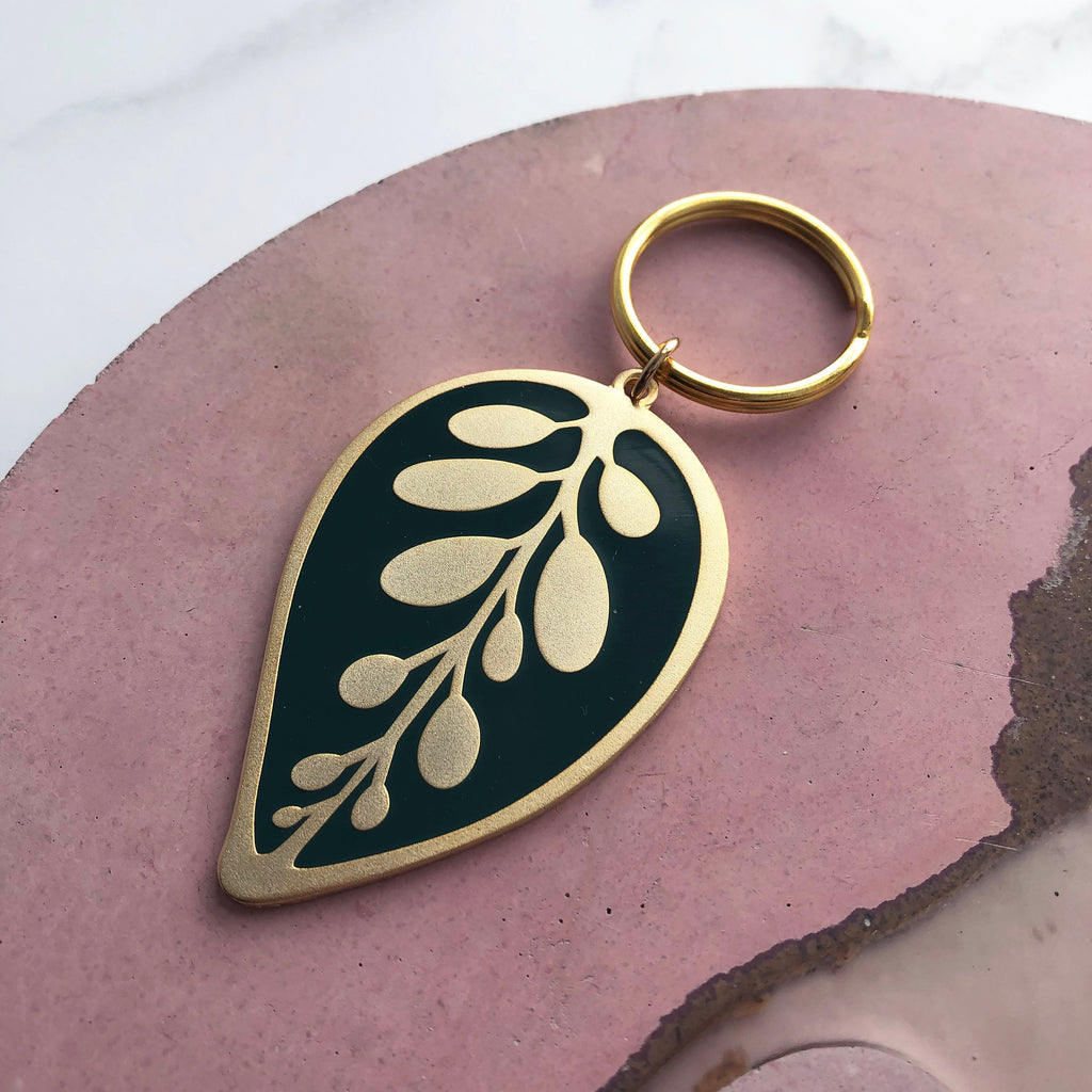 Calathea Leaf Enamel Keychain
