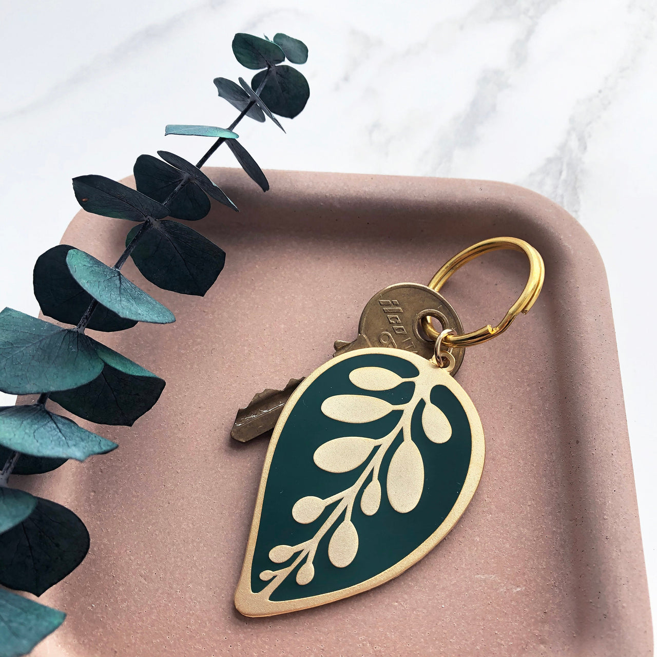 Calathea Leaf Enamel Keychain