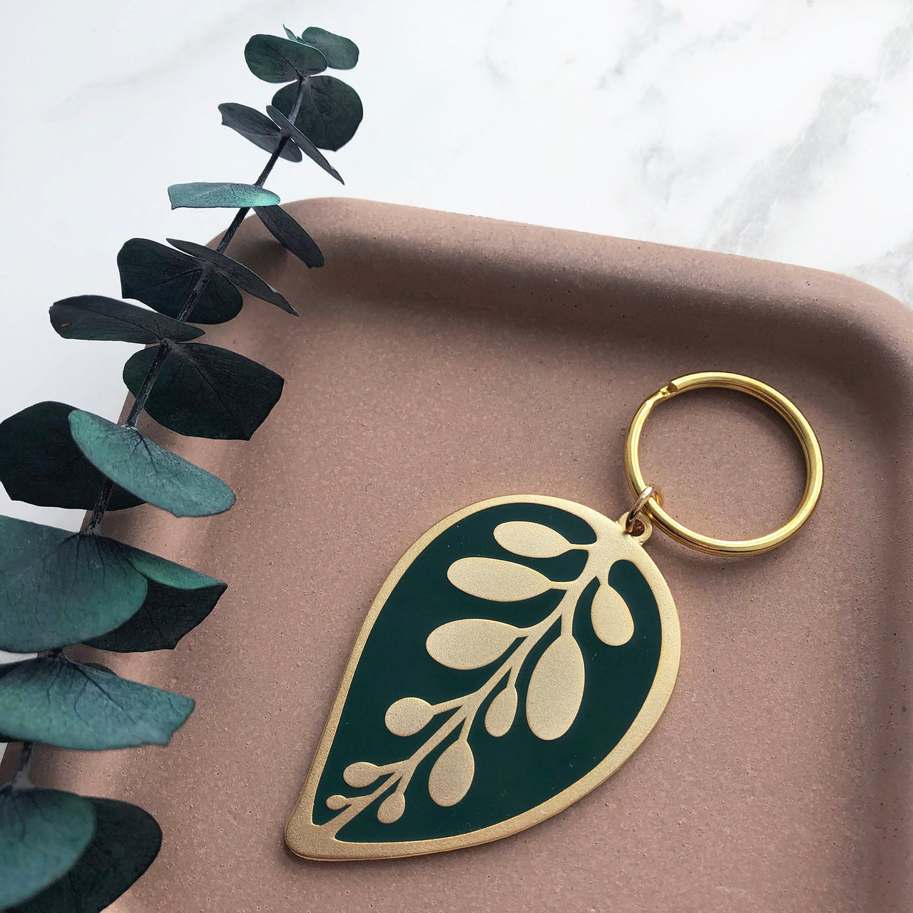 Calathea Leaf Enamel Keychain