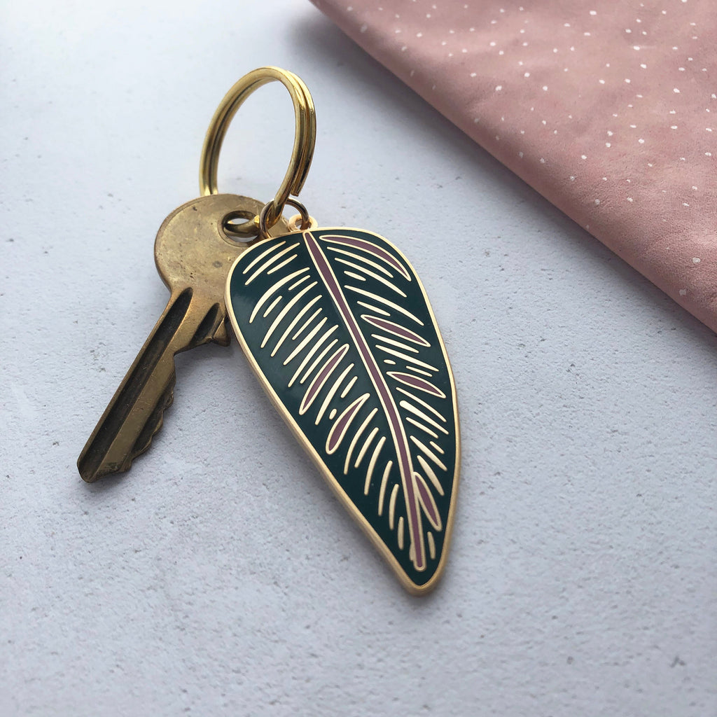 Tropical Leaf Enamel Keychain