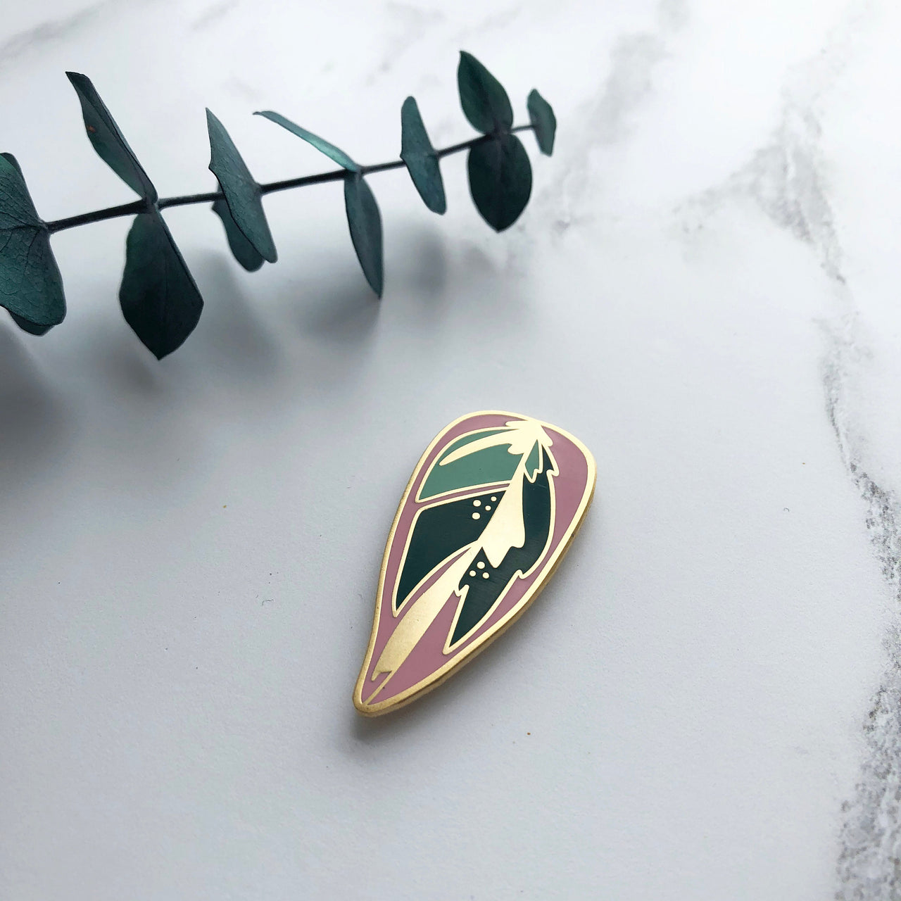 Pink Leaf Enamel Pin - Calathea Stromanthe Trio Star